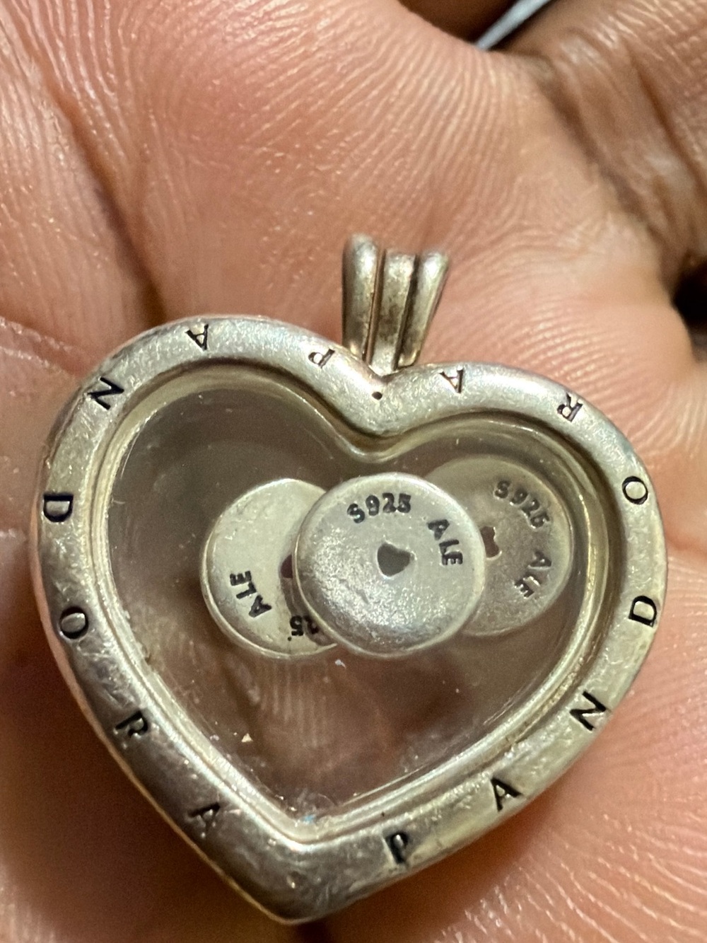 PANDORA Sterling Silver Floating Heart Locket Pendant 925 ALE Memory